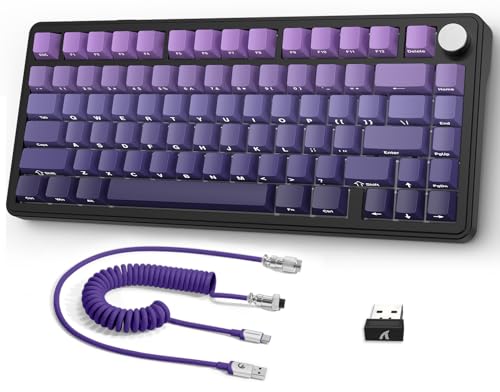 AJAZZ x ATTACK SHARK X85 Teclado mecânico de junta, 75% teclado sem fios para jogos com nob, acolchoado de 5 camadas, PBT Side-Printed Keycap, BT/2,4 Ghz/USB-C, interruptor linear, Hot-Swap, RGB. Para