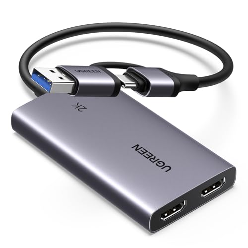 UGREEN Capturadora de vídeo HDMI de entrada 4K de 30 Hz, captura 2 K 30 Hz, HD per Streaming Gaming OBS Compatibile com PC Switch PS5 Xbox MacBook iPad Camera