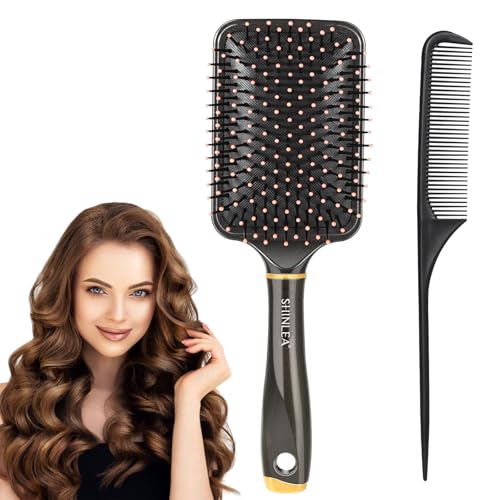 SHINLEA Conjunto de escovas desenredantes, escova de cabelo antipuxões para secagem, escova anti-frizz para menina, mulheres e homens, reduz o emaranhado e a quebra do cabelo