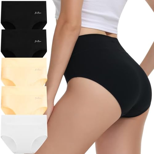 IceReco Cuecas de mulher de algodão corte alto cuecas pós-parto cintura alta confortável pack de 5 Culotte roupa interior mulher