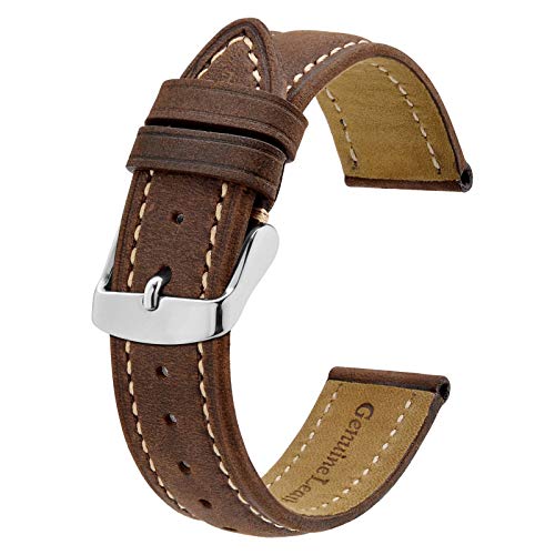 BISONSTRAP Correia de relógio, correia de pele de couro vintage, largura da banda: 14 mm 15 mm 16 mm 17 mm 18 mm 19 mm 20 mm 21 mm 22 mm 23 mm 24 mm