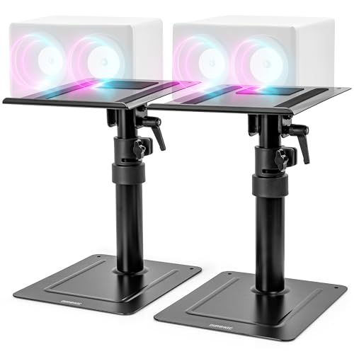 Duronic SPS30 2 unidades. Suporte de altifalante para secretária, ajustável de 26,4 a 40,5 cm, suportes para altifalante de mesa inclináveis e rotativos, placa de 24 x 20 cm, suporte 25 x 20 cm,