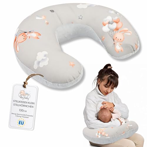Totsy Baby Almofada de amamentação e gravidez 130 cm, algodão almofada para bebé almofada de gravidez por dormir ou almofadas maternidade para mulheres grávidas e bebé Oeko-Tex coelhos