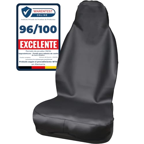 Upgrade4cars Capa de assento dianteiro impermeável para carro universal preto couro sintético
