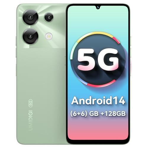 UMIDIGI G9 5G Smartphone, Android 14 telemóvel, 90HZ Octa Core, 12 (6 + 6) GB+128 GB telemóveis, ecrã 6,75", câmara 50 MP, Face & Fingerprint Unlock, bateria 5000 mAh, GPS, Dual SIM 5G Telefone