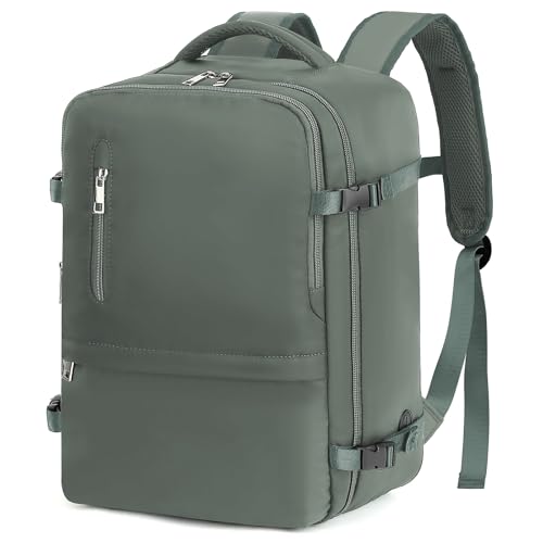 VMIKIV Mochila viagem cabine avião 40 x 20 x 25 para Ryanair mochila mala mulher de mão homem 20 l malas de cabine voo portátil impermeável bagagem de mão, cinzento esverdeado, Minimalista