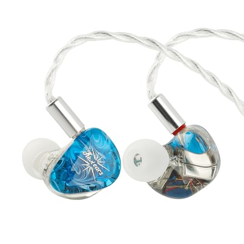 Linsoul Kiwi Ears Orchestra Lite 8BA Personalizado In Ear Monitor IEM com cabo removível 7N de cobre livre de oxigénio OFC de 4 núcleos, placa frontal artesanal para música audiófilo, azul)