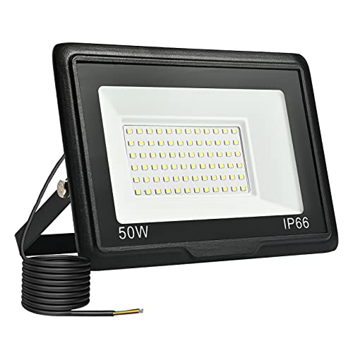 toobettp Foco LED para exterior, projetor LED 50 W, 5000 LM holofotes LED exteriores, 3500 K, branco quente, impermeável, IP66, projetores LED exteriores, para garagem, jardim, pátio, parque