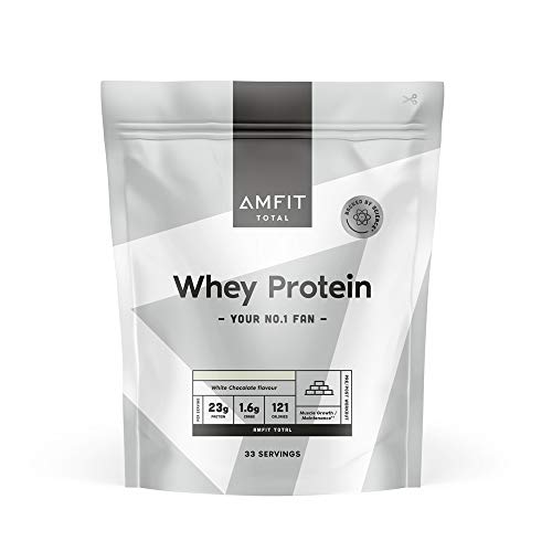 Marca Amazon - Amfit Nutrition Proteína de soro leiteiro, sabor chocolate branco, 1 kg (embalagem de 1)