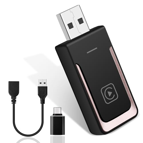Adaptador carplay sem fio, USB A/tipo C, plug and play para Carplayy sem fios para iPhone, compatível com iOS 10 e veículos que suportam o carro playy com cabo após 2016