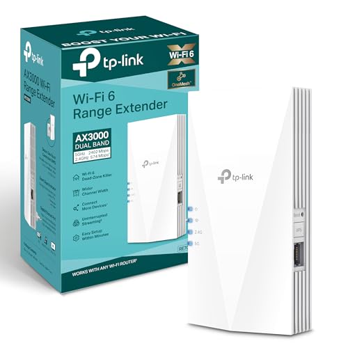 TP-Link Amplificador repetidor WiFi 6 RE700X AX3000 (banda dupla, 2402 Mbps, 5 GHz 574 Mbps, 2,4 GHz, MU-MIMO, porta Gigabit, cobertura máxima, compatível com todos os roteadores WLAN)
