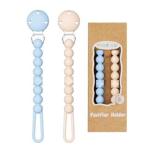 TYRY.HU Chupeteiro de silicone correntes chupeteiras bebé mordedor Soothie Clip suporte chupetas de uma peça pacote de 2 chupetas para meninos e meninas em BPA