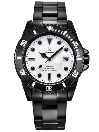 Alienwork IK Relógio homem mulher calendário correia de metal