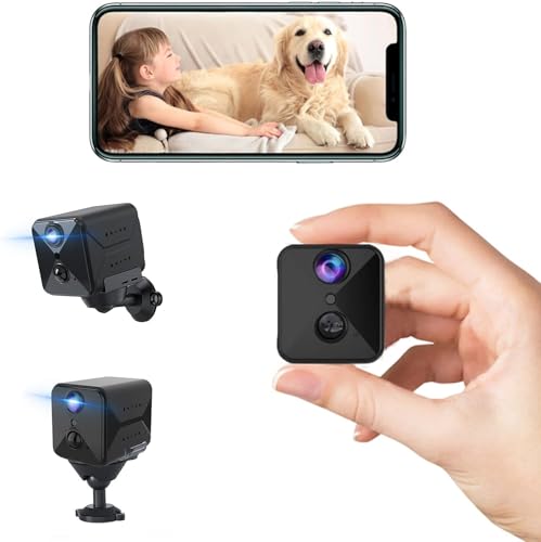 javiscam Câmara espiã, 2K câmara de vigilância WiFi interior, interior/exterior mini câmaras de vigilância sem cabos, visão noturna, deteção de movimento, gravação de vídeo à distância