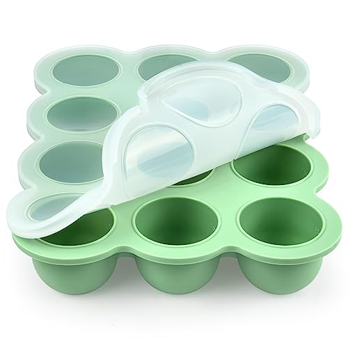 Aolso Recipiente para comida de bebé, bandeja de silicone para comida de bebé, silicone para cubos de gelo, recipiente de silicone para congelar alimentos e papéis, recipiente molde para comida -