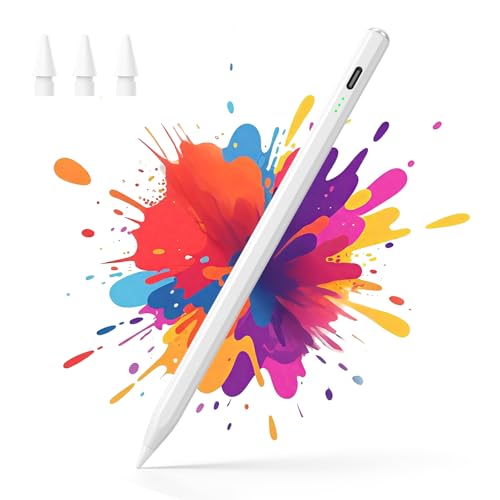 Hastraith Caneta para Apple iPad 2018-2025, carregamento rápido em 13 minutos, absorção magnética, detecção de inclinação, rejeição de palma, lápis para iPad 6-11/Pro 3-7/Mini 5-7 geração, Branco