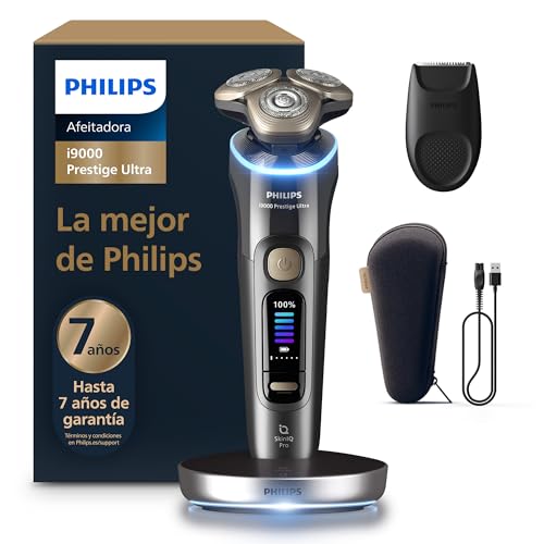 Philips i9000 Prestige Ultra, máquina de barbear elétrica para homem, máquina de barbear a seco e molhado, tecnologia SkinIQ Pro, base de carregamento, recarregável, estojo, XP9402/11
