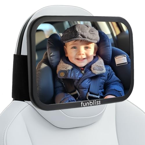 Funbliss Espelhos encosto de cabeça fixos para bebés - espelho de carro bebé compatível com Tesla e outros veículos, rotação 360°