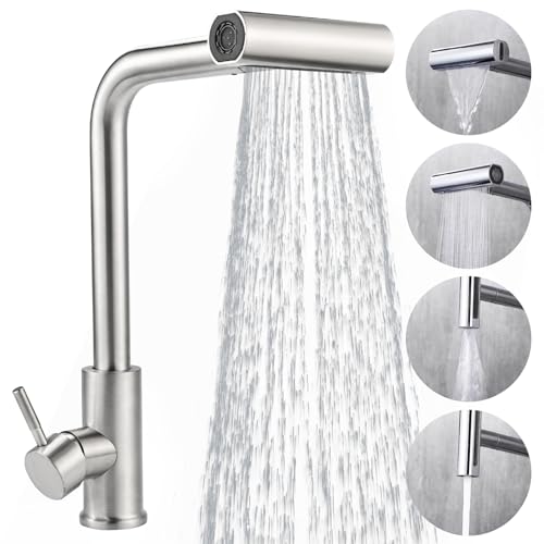 Cieex Torneira de cozinha removível conjunto de torneira de cozinha com mangueira e fita de teflon torneiras monocomando cozinha lava-louça de aço inoxidável 4 modos de pulverizador