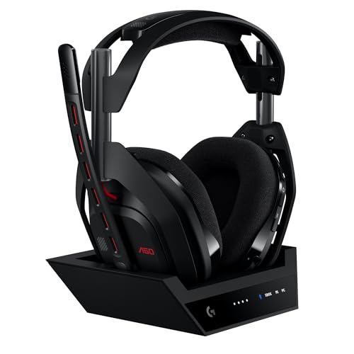 Logitech G Astro A50 LIGHTSPEED para gaming auriculares sem fios e estação base (Gen 5), PRO-G GRAPHENE, troca entre 3 sistemas, USB-C para Xbox, PS5, PC/Mac ou Nintendo Switch, Bluetooth, preto