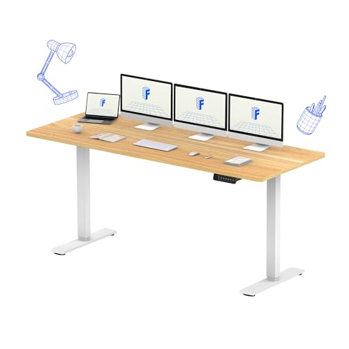 FLEXISPOT Mesa elétrica elevável mesa regulável em altura, 160 x 70 cm, com 2 potentes motores secretária estável secretária de pé elétrico regulável em altura com função memória (branco bordo)
