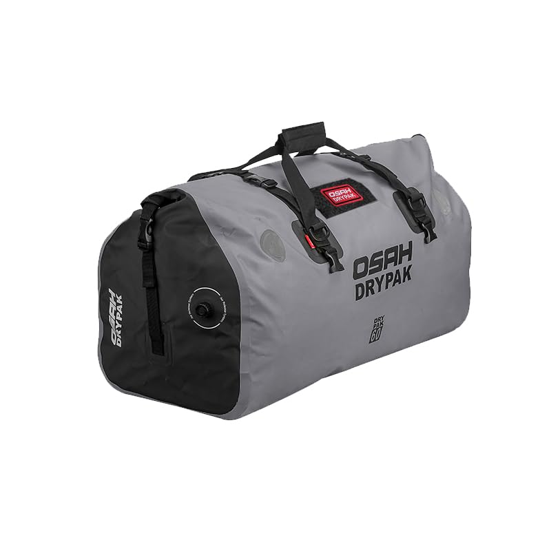 Greanthour Bolsa seca impermeável para motocicleta, bolsa de bagagem, grande espaço de armazenamento, ombros adequada para ciclismo, campismo, desportos aquáticos (cinzento, 60 l)