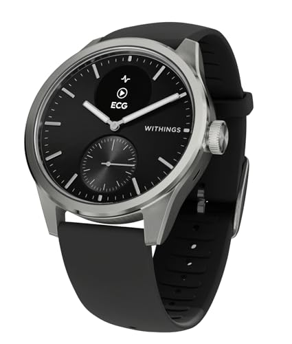 Withings ScanWatch 2, Relógio inteligente de saúde cardíaca para homem e mulher: ECG, SpO2, controlo de temperatura, sono, saúde respiratória e ciclo, autonomia de 30 dias, iOS e Android
