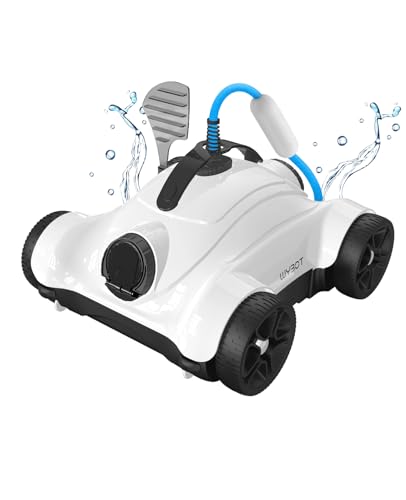 WYBOT Robot Limpador de fundos de piscina - aspirador de piscinas, sucção potente, motor duplo, temporizador de 3 h e ângulo ajustável. para piscinas enterradas e sobre o solo (branco).