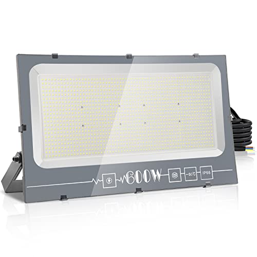 Probapro 600 W Focos LED para exterior, projetor LED 60000 LM IP65, impermeável, 6500 K, branco frio para jardim, pátio, garagem, terraço, holofote exterior de segurança com alta luminosidade