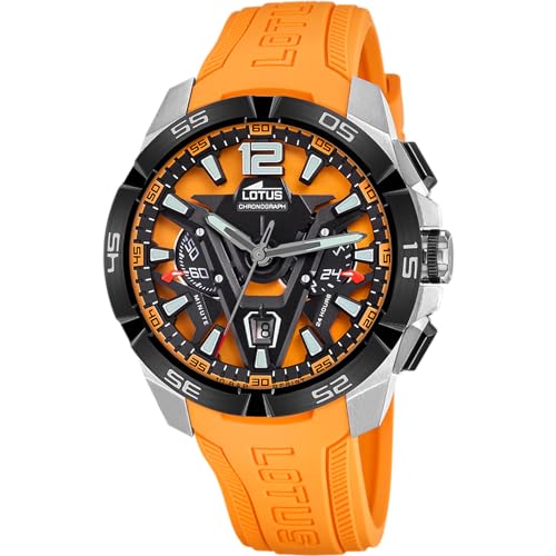 Lotus Relógio homem 18944/3 Vortex caixa de aço inoxidável 316 l prateado correia de borracha laranja