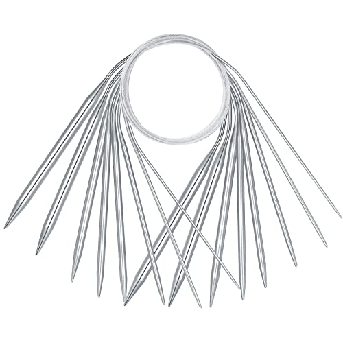 8 peças agulhas de tricô circulares de aço inoxidável, agulhas redondas de tricô grande para chapéus, meias, lenços, chapéus, tecido - 2,0 mm / 3,0 mm / 5,0 mm / 5,5 mm / 6,0 mm / 8,0 mm 0 mm/10 ,0 mm