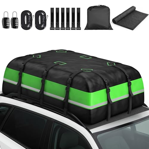 Baú de teto 21 Cubic/595 L, impermeável peito de teto Oxford 1000D, com tapete antiderrapante e 6 correias para cargas pesadas, bolsa de teto dobrável para viagens, carros, todo-o-terreno