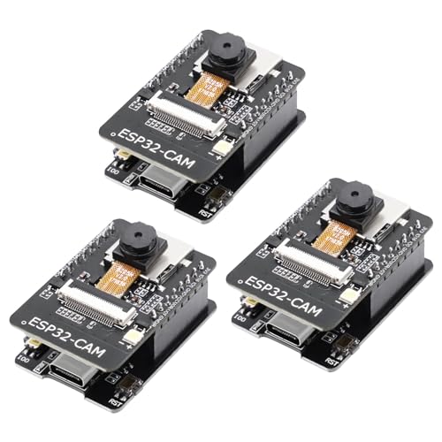 APKLVSR ESP32 CAM ESP32 Cartão de desenvolvimento USB C WiFi/Bluetooth ESP32 DC 5V cartão de desenvolvimento de núcleo duplo com câmara OV2640 TF Card módulo para Arduino (3 peças)