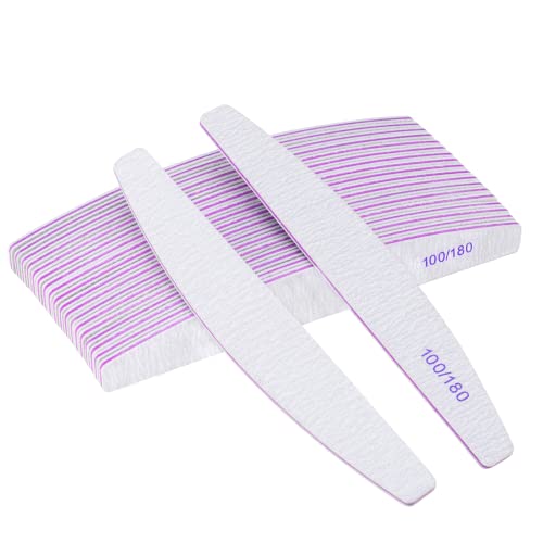 Limas de unhas, 20 unidades de lima de unhas profissional de dupla face reutilizável 100/180 Grit para salões de manicure, arte de unhas em casa