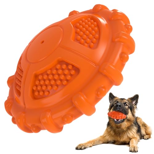 MASBRILL Brinquedos para cães ndestrutível, brinquedo de mastigação para cães grandes pequenos médios, Squeak brinquedos interativos para cães borracha natural, brinquedos cão com sabor leite, laranja