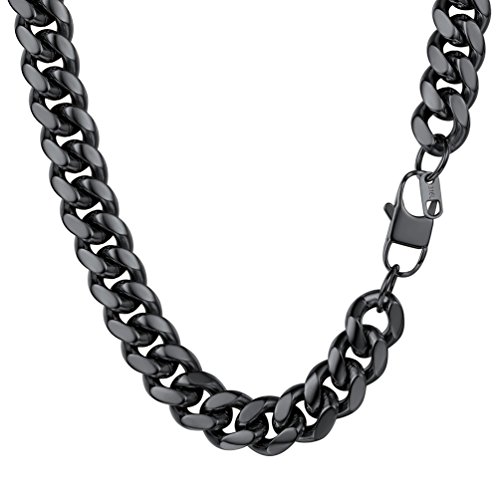 PROSTEEL Colar de corrente urbana urbana para homens mulheres, 4,8 mm / 6 mm / 10 mm / 14 mm de largura, 41 cm - 76 cm de comprimento, inclui caixa de presente