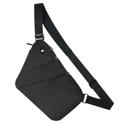 Tibroni Multi-Pocket Bolso de ombro, Sling Crossbody Bag bolsa de ombro anti-roubo bolso no peito para homem, Preto 2.0, newskill