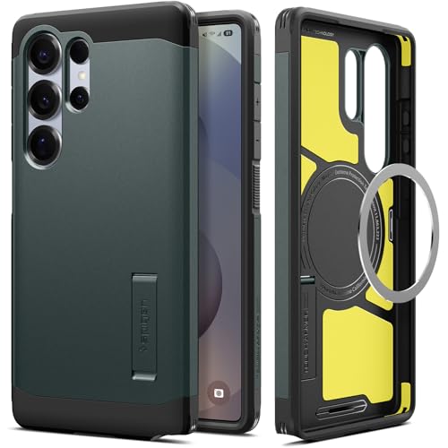 Spigen Capa Tough Armor(AI) MagFit compatível com Samsung Galaxy S25 Ultra 5G - verde ciano