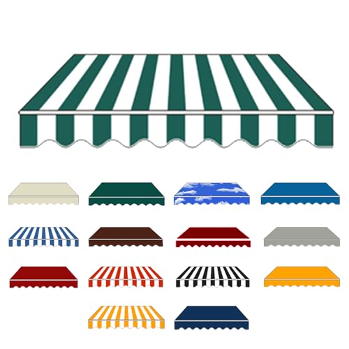 Toldo articulado impermeável, proteção solar, toldo para varanda: com moldura grossa, toldo extensível manual, prático e inoxidável, proteção UV (verde e branco, 4 x 3 m)