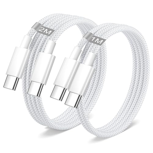 iPhone 15 16 Cabo USB C carregamento rápido [1 M+2M 2Pack], 60 W nylon cabo carregador tipo C cabo Apple USB-C para iPhone 16 15 Pro Max/Plus, iPad Pro/Air/Mini 7 6, iPad 10 11 G. en,MacB. Ook