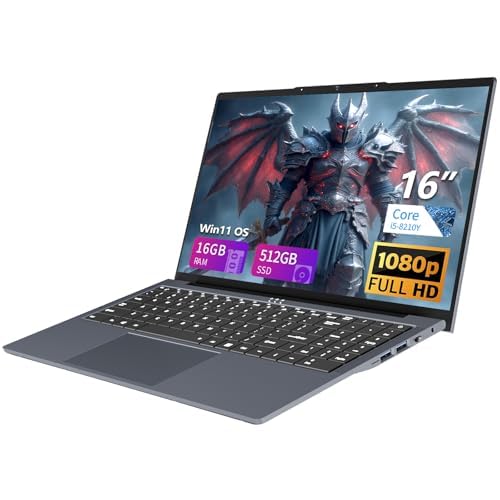 AUKABREX Computador portátil de 16 polegadas, 16 GB RAM 512 GB/1TB SSD, Core i5-8210Y Processor (16 GB RAM + 1 TB SSD)
