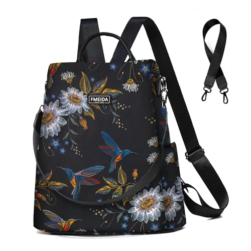 Fmeida Mochila anti-roubo para mulher, casual, mochila de mulher, impermeável, de nylon, mala de mulher, leve para todos os dias, viagens curtas, trabalho, M