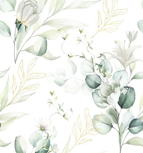 myforHD Papel de parede autoadesivo flores papel de parede papel autocolante para móveis removível impermeável estilo retro vinil PVC autocolante decorativos parede sala de estar papel de parede