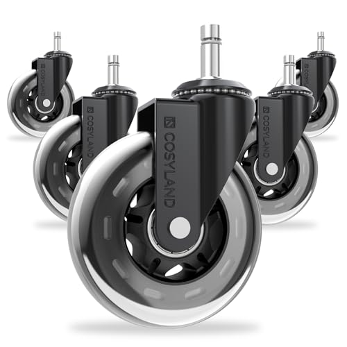 COSYLAND 5 peças rodas cadeira escritório - 11 mm x 22 mm rodas cadeira Gaming - rodas cadeira deslizam suave e silêncio - não risque o chão - não acumule sujidade