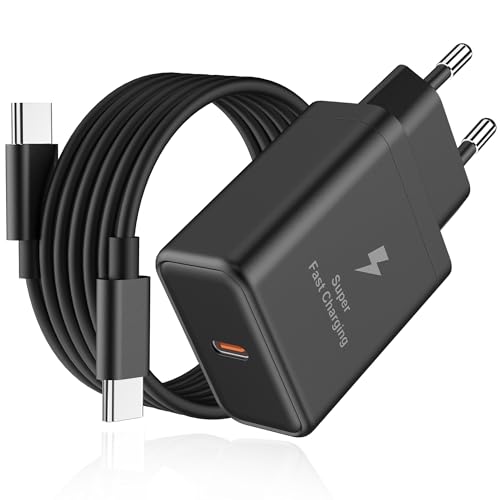 Carregador USB C carregamento rápido for Samsung - 45 W tomada tipo C adaptador de cabeça compatível Galaxy S25/S24/S23/S23 / S22 +/S22/S21/S20/Note20/A73/A53/S10 com 20 M Cabo Poo amnfn