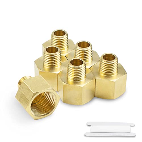 Bwintech 2 unidades 3/8" fêmea a 1/4" macho BSP rosca latão bucha hexagonal conector redutor para conversão de conexão de tubo