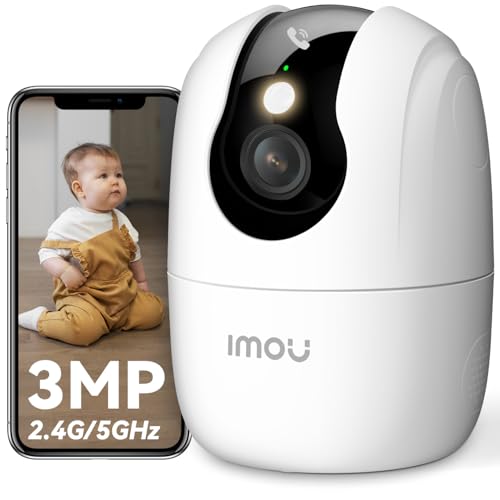 Imou 2,4/5 GHz Câmara IP WiFi interior, 2 K(3 MP) câmara de vigilância para visão noturna em cores, suporta cartão SD até 512 GB, detecção e rastreamento automático, botão para chamada, Ranger 2C Pro