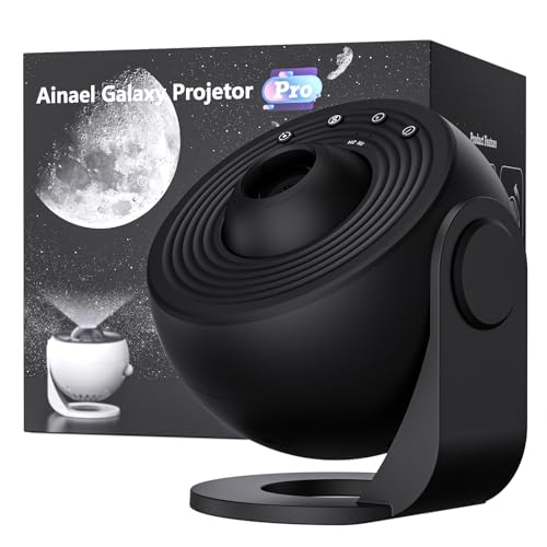 Ainael Projetor galáxia, projetor estrelas planetário doméstico teto espacial luz noturna com 3 slides de vidro HD, Galaxy Projector Pro para crianças adultas