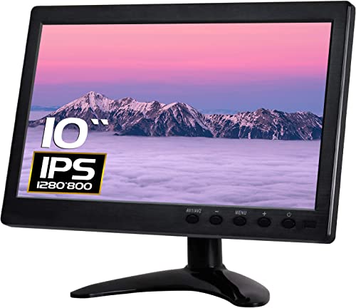 WHOLEV 10,1 polegadas CCTV HDMI Monitor IPS LCD HD cor ecrã 1280 * 800 com AV/VGA/HDMI/BNC entrada de auriculares para segurança doméstica CCTV PC Display altifalante incorporado, by