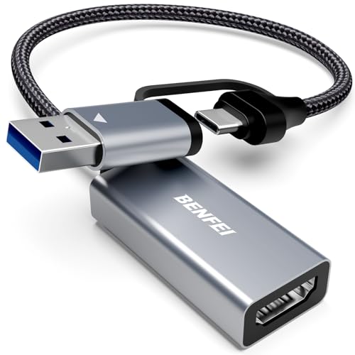 BENFEI Capturador de vídeo 4K 1080P Full HD 60FPS cartão para streaming, gravação e jogos, compatível com Switch, PS4, PS5, Xbox e PC/Windows/macOS.